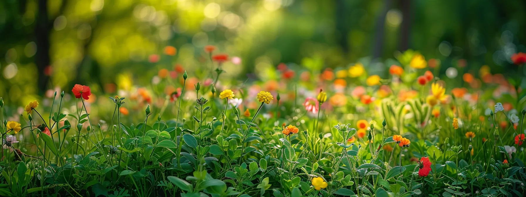 a lush green field with vibrant wildflowers blossoming, highlighting the importance of a healthy septic drain field.